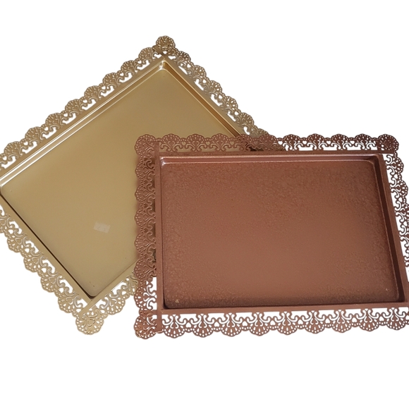 Metal Jewelry Trays 2 Piece Gold / Copper Color Organization - Picture 1 of 13